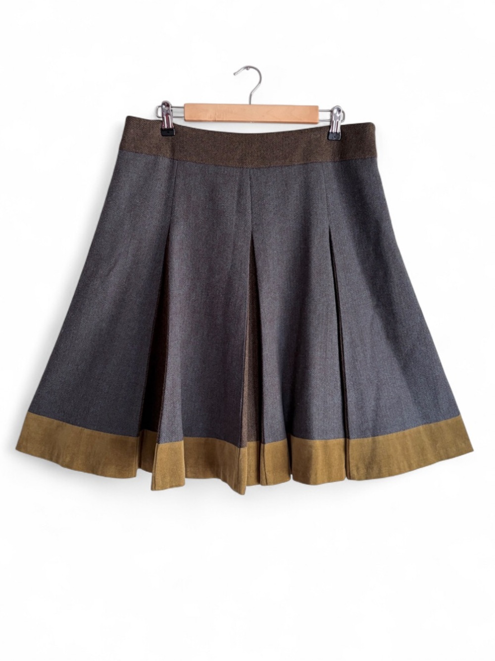 Boden Wool A Line Pleated Midi Skirt Size 14
